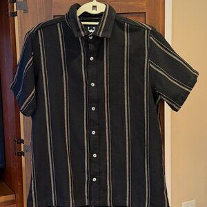 Men's WXYZ Black & Ivory Short Sleeved Button Down Shirt Size Small